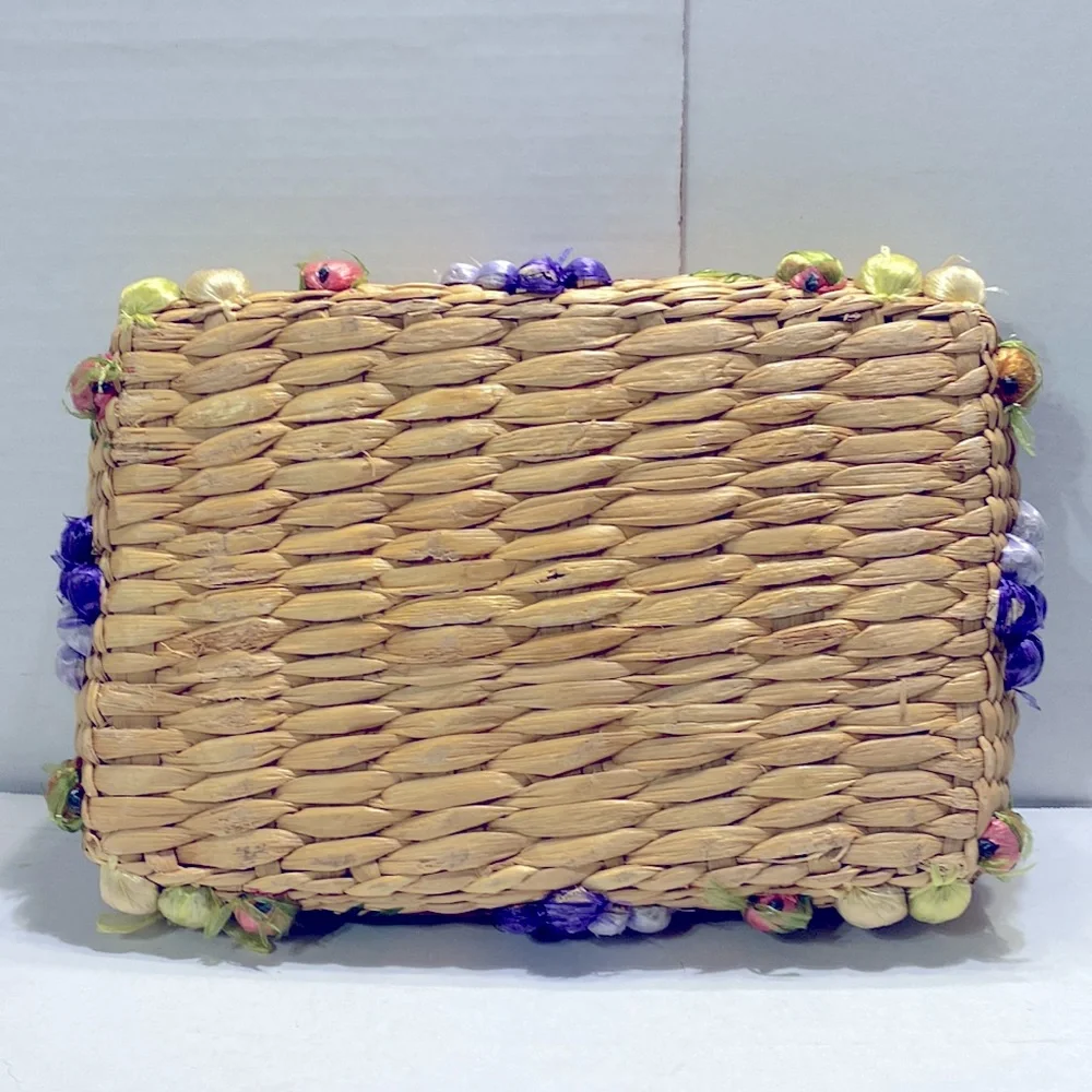4 Piece Vintage Rafia Woven Rattan Basket Set